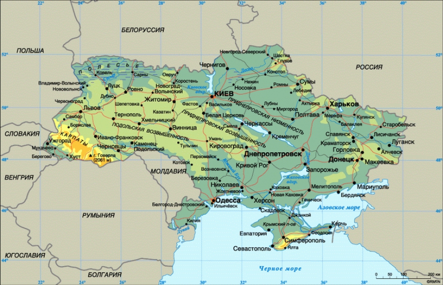 Украина. Территория и географическое положение