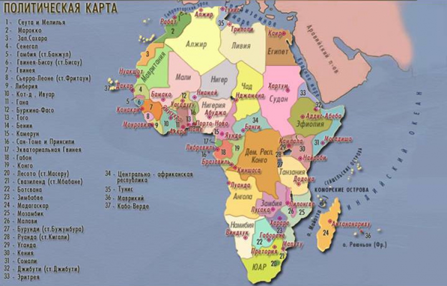 Политическая карта Африки. Наименее развитые страны мира